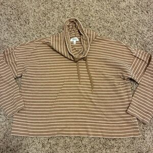 Women’s Haven Well Within brown and off white cowl neck drawstring pullover xl